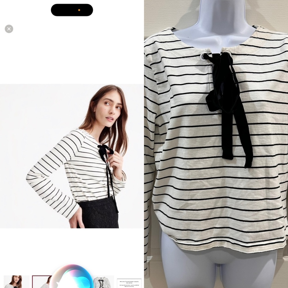 J. Crew Black and White Striped Top medium